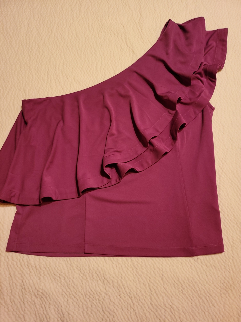 Ralph Lauren One-Shoulder Ruffle Top in Pretty Violet - Picture 2 of 5